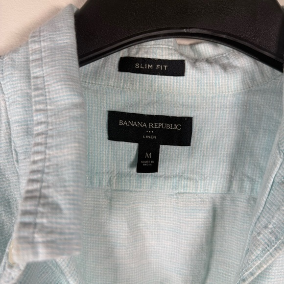 Banana Republic Linen Ice Blue Business Casual Button Down Shirt Size Medium - Picture 9 of 10
